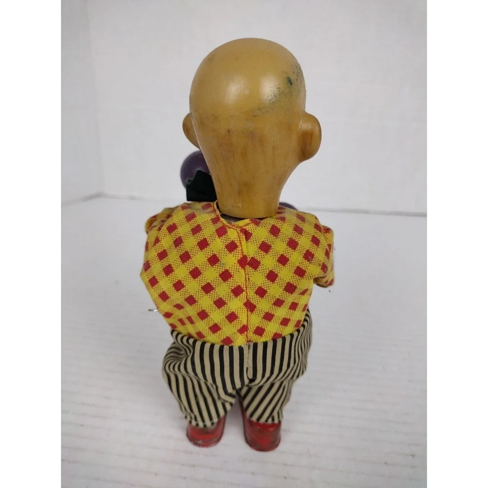 Vintage 1950s Plastic Wind Up Bald Clown Toy 7